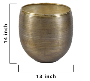 Elegante maceta de metal de hierro dorado con acabado texturizado maceta decorativa redonda para el hogar y el jardín planta interior al aire libre - Product Image 6