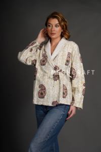 Chaqueta de edredón Kantha Vintage para mujer estilo Kediya Boho Patchwork de talla grande bordado Diseño Reversible precios razonables venta - Product Image 2