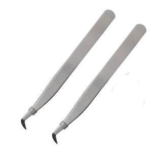 Paquete de 2 Pinzas Profesionales de Acero Inoxidable para Pestañas, Punta Curva de 10 mm, Textura Suave para Extensión de Pestañas Individuales de Volumen - Product Image 1