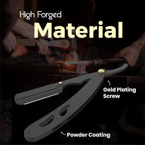 Navaja de Afeitar Recta de Una Sola Hoja para Hombre, Navaja Profesional de Barbero, Hoja Recta de Acero Inoxidable, Negra - Product Image 4