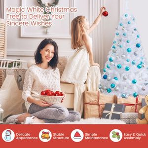 Albero di Natale Artificiale Bianco 5-8 Piedi con Gambe in Metallo Solido, Abete in PE per Decorazioni Interne - Product Image 6