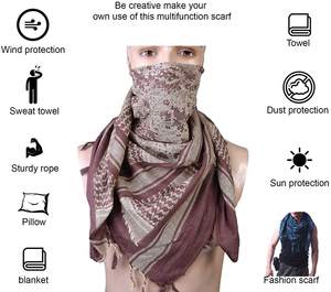 Pañuelo Shemagh Cuadrado de Algodón 100% con Impresión Digital, Unisex, Táctico, Transpirable, Antibacterial, Keffiyeh del Desierto, para Cabeza y Cuello - Product Image 2