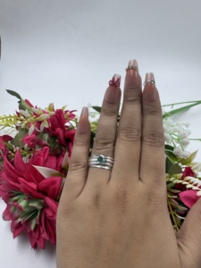 <b>Silver</b> Plated Green Onyx Stone Spinner <b>Ring</b> <b>Adjustable</b> Rotating Band Handmade Fidget <b>Ring</b> for Women - Product Image 3