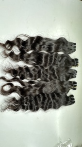 Extensions de cheveux indiens Remy ondulés naturels, double trame, tissage machine, pré-collées, pour toutes les couleurs - Product Image 1