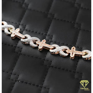 Bracelet tennis Infinity X Link de luxe avec diamants de laboratoire entièrement sertis, en argent sterling 925, bijoux classiques pour les fêtes, unisexe - Product Image 4