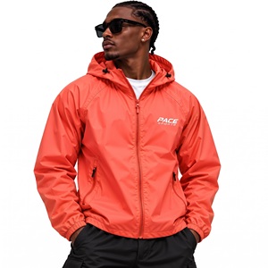 PACE SPORTS Men's Green Hooded Windproof Jacket <b>Zip</b> Front Sporty Style Spring Wear - Product Image 2