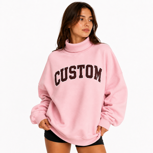 Sweat-shirt à col montant ample pour femme de haute qualité, personnalisé, en polyester/coton, à porter toute l'année, nouvelle collection - Product Image 1