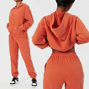 Pantalons de survêtement épais pour l'automne et l'hiver, ensembles de survêtement de sport, taille haute, bande élastique, poche, tenues de rue, type de tissu : pull - Product Image 3