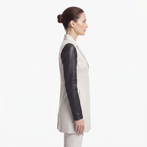 Wholesale Women Long <b>Leather</b> <b>Blazer</b> <b>Jacket</b> OEM Designer Ladies Genuine <b>Leather</b> Suit Custom Logo Women <b>Leather</b> <b>Blazer</b> - Product Image 3