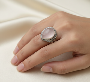 Top Quality Rose <b>Quartz</b> Handmade Silver <b>Ring</b> Vintage Boho Statement <b>Ring</b> Rose Gold Yellow Gold Plated Gemstone Jewelry Gift her - Product Image 2