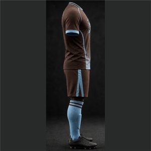 Custom Logo Men's Brown <b>Soccer</b> Jersey Set with Snowflake Logo Sublimated Moisture Wicking Short Sleeve Athletic Fit All Season - Product Image 4