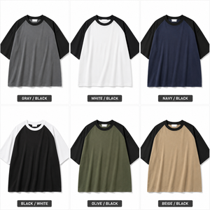 เสื้อยืดแร็กแลนทรงโอเวอร์ไซส์แบบสั่งทำพิเศษ เนื้อผ้าหนา ทรงบ็อกซี่ แขนเสื้อตัดสี สไตล์สตรีทแวร์ รับผลิตแบบ OEM ODM แบรนด์ส่วนตัว - Product Image 6