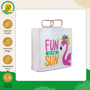 Bolsa de Compras de Yute Ecológica de Primera Calidad, Bolsa de Playa con Asa Ovalada de Mimbre, Impresa con Proceso de Serigrafía - Product Image 3