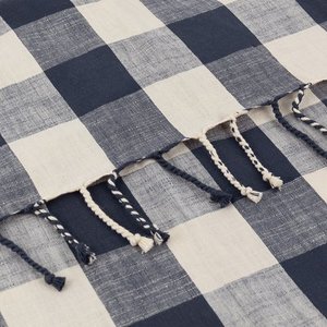 Plaid en coton tissé à carreaux avec franges |   Jeté décoratif pour canapé en jacquard bohème |   OEM personnalisé - Product Image 4