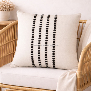Zigzag Pattern Black Woven Pillowcase Square 18x18 Personalized Luxury Handloom Woven <b>Sofa</b> Pillow <b>Cover</b> for Lavish Look - Product Image 5