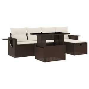 Brown Pe Rattan Garden <b>Sofa</b> Set With Adjustable <b>Feet</b> Outdoor Furniture <b>For</b> Garden Seating 4 Person Contemporary Design - Product Image 2