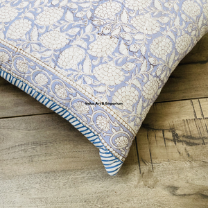 Funda de Cojín Cuadrada Decorativa Acolchada de Algodón con Estampado a Mano Indio de 40 x 40 cm - Product Image 4