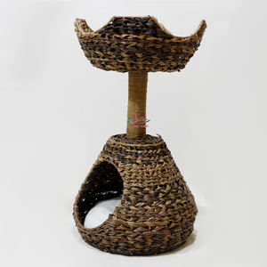 Casa de mascotas de jacinto de agua artesanal de alta calidad, tumbona de dos niveles para dormir y rascar mascotas - Product Image 3