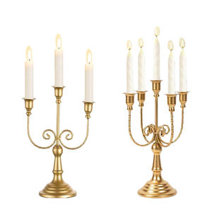 LANJO 5 Head Multi-Head <b>Brass</b> Candelabra Vintage Bronze Durable Metal <b>Candlestick</b> <b>Holders</b> for Wedding Home Decoration - Product Image 1