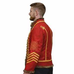 Chaqueta Bomber de Lana Gris para Hombre, Doble Botonadura, Cuello Alto, Bordado Dorado, Forro de Piel Sintética, Abrigo Formal de Invierno - Product Image 4