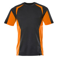 Camiseta de Trabajo de Poliéster Negra y Naranja para Hombre, de Secado Rápido, Manga Corta, para Uso Industrial