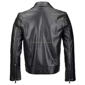 Veste en cuir pour homme, nouvelle collection, veste de moto en cuir PU avec tissu en toile, design tendance pour homme - Product Image 6