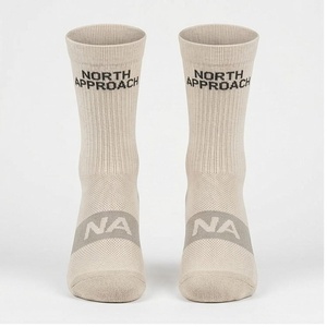 North Approach Crew <b>Socks</b> Beige Breathable Letter Pattern Adult Regular Fit - Product Image 1