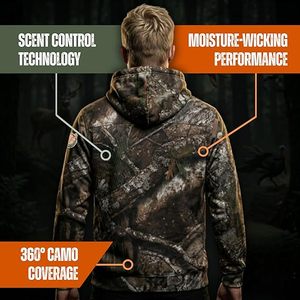 Sweat à capuche camouflage pour homme et femme - Équipement de chasse en polaire premium avec poche zippée - Product Image 4