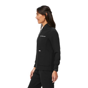 Women's <b>Scrub</b> Set With V-Neck Top Gray Pants And Zip-Up Jacket Hospital Uniforms For Medical Professionals - Product Image 2