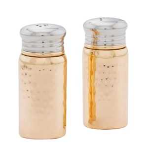 Modern Hammered Rose Gold <b>Salt</b> and Pepper Shakers Set Metallic Copper Finish Spice Dispenser Restaurant Dining Tableware - Product Image 1