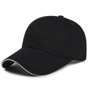 Black 6-Panel Baseball <b>Cap</b> Unisex Adjustable Fitted Solid Color Twill Fabric Casual Wear Adult Four Seasons - Product Image 1
