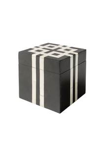 Joyero Rectangular Moderno con Rayas de Resina en Blanco y Negro e Incrustaciones de Hueso, Decorativo, de Resina y MDF - Product Image 5