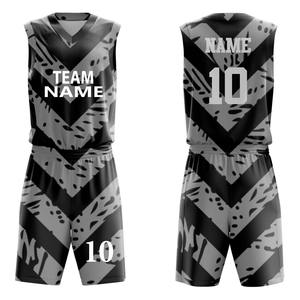 Ensembles de basketball unisexes modernes à col en V, personnalisables avec nom, logo et numéros, sublimés, respirants, en tissu 100 % polyester - Product Image 1