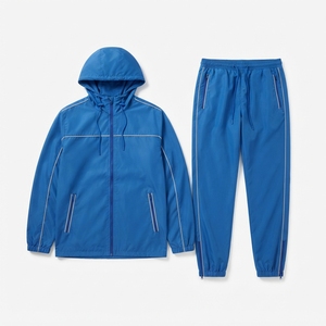 Ensemble de survêtement coupe-vent à fermeture éclair intégrale personnalisé OEM, 180 GSM, en microfibre noire, pour le streetwear et les vêtements de sport - Product Image 3