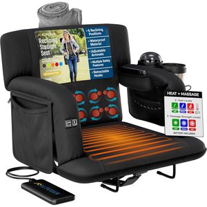 Premium Foldable Heated Massage <b>Reclining</b> Stadium <b>Seat</b> with Back Support for Camping and Bleachers - Product Image 1