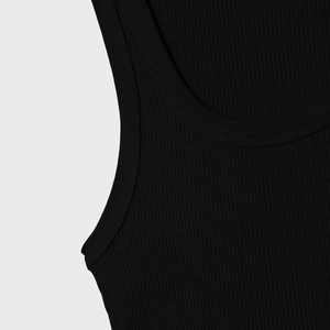 Camiseta sin mangas de punto acanalado con cuello redondo para mujer, 100% algodón, estilo hip hop, color liso, longitud regular - Product Image 5