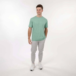 Camiseta de Algodón Verde Menta para Hombre, Corte Regular, Cuello Redondo, Manga Corta, Informal, Color Sólido, Tejido de Punto Jersey, Teñido Liso - Product Image 1