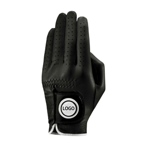 Gants de golf en cuir noir, à doigts entiers, antidérapants, avec sangle de poignet réglable, respirants, unisexes, toutes saisons - Product Image 3