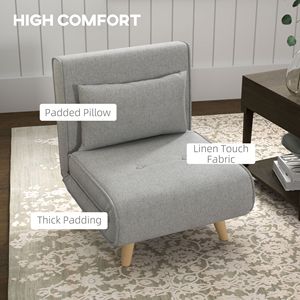 Divano Letto 2-in-1 Grigio con Schienale Regolabile, Braccioli Pieghevoli e Contenitore, Imbottitura in Schiuma per Soggiorno - Product Image 4