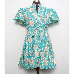 Women's Floral Print V-Neck <b>string</b> <b>Dress</b> turquoise Fit Flare Mini <b>Dress</b> short Sleeves Digital Printing Casual <b>Dress</b> For Women - Product Image 1