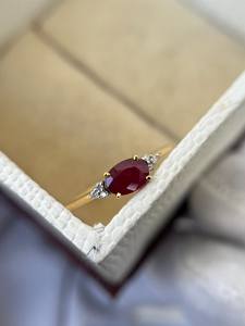 Bague minimaliste en rubis naturel, argent sterling 925 plaqué or 14 carats, pour fiançailles, anniversaire, promesse, anniversaire de mariage - Product Image 2