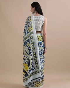 Sari KV para Mujer, Estampado a Mano Jaipuri, de Algodón Suave para Uso Diario, Reversible, Antiarrugas, de Secado Rápido, para Otoño - Product Image 3