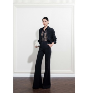 Nouveaux pantalons pour femmes ELYN WIDE-LEG PANTS, fermeture éclair latérale minimaliste, 73% polyester, 17% rayonne, 10% élasthanne, pantalon taille haute pour femmes - Product Image 1