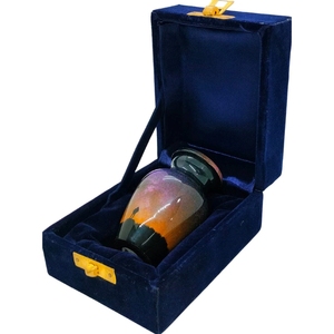 Elegant Midnight Black Aluminium <b>Small</b> <b>Urn</b> <b>for</b> <b>Human</b> <b>Ashes</b> with Golden Tree Motif and Premium Velvet Presentation Case - Product Image 3