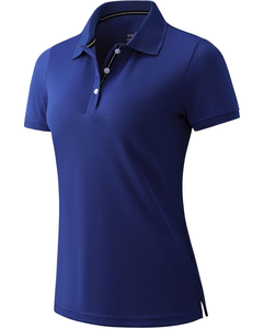 Women's <b>Royal</b> <b>Blue</b> <b>Polo</b> <b>Shirt</b> Short Sleeve Knitted Solid Color Casual Style Regular Length - Product Image 2