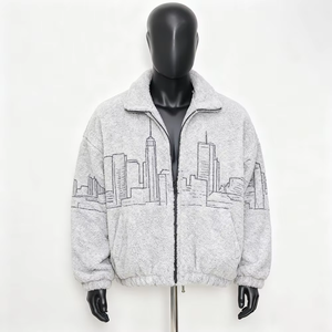 OEM Custom DTG Print Logo Sherpa Fleece <b>Jacket</b> Design Trendy Outdoor <b>Jacket</b> Coat Men's Heavyweight Polar Fleece <b>Zip</b> <b>up</b> <b>Jackets</b> - Product Image 1