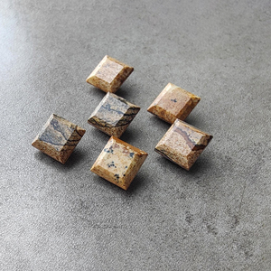 Pierre précieuse naturelle de jaspe biscuit, taille carrée à facettes, calibrée, qualité supérieure, en vrac - Product Image 4