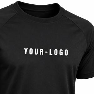 Custom Men's Black Knitted Polyester T-Shirt O-Neck Short Sleeve <b>Raglan</b> Regular Fit Eco-Friendly Breathable Quick Dry Sporty - Product Image 3