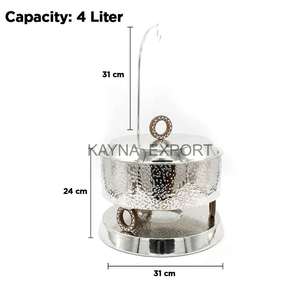 Recipiente para Calentar Comida de Acero Inoxidable, Capacidad de 4 Litros, 31x31x55 cm, Plateado, Circular, Equipo para Calentar Buffet, Calentamiento Manual - Product Image 1