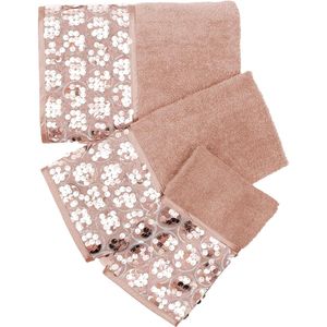 Ensemble de serviettes de bain de luxe moderne 3 pièces Bling Blush : serviette de toilette et serviette de lavage contemporaines Bling Blush pour salle de bain - Product Image 5